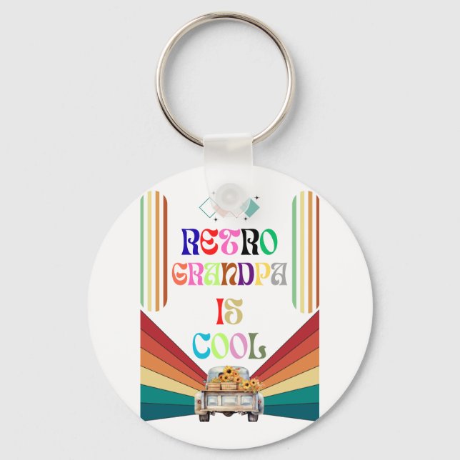Retro Grandpa Is Cool Key Ring (Front)