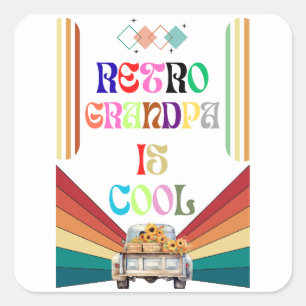 Retro Grandpa Is Cool Square Sticker