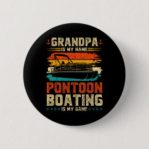 Retro Grandpa Pontoon Boat Captain 6 Cm Round Badge