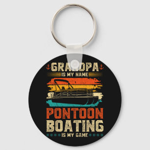 Retro Grandpa Pontoon Boat Captain Key Ring