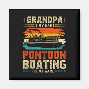 Retro Grandpa Pontoon Boat Captain Magnet