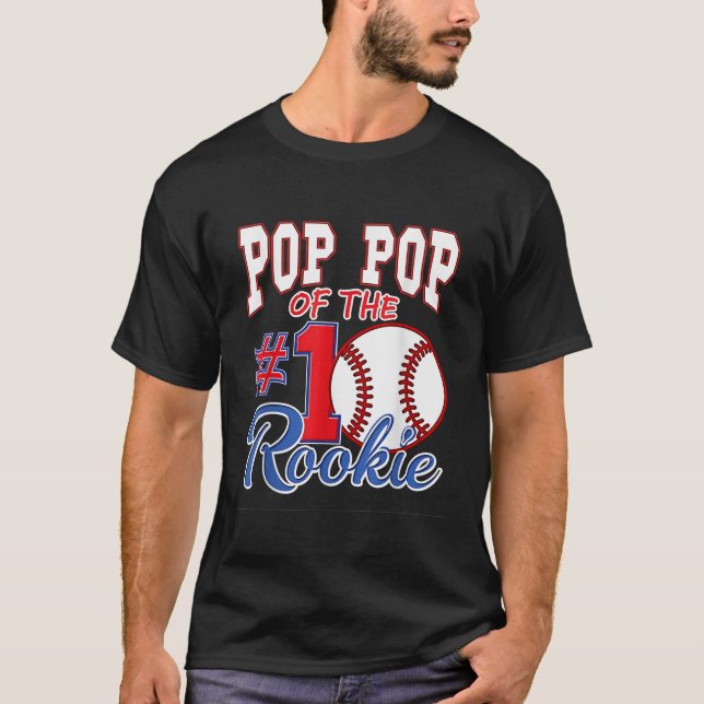 Retro Grandpa Pop Pop Of The Number 1 Rookie Baseb T-Shirt (Front)