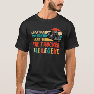 Retro Grandpa the Man the Myth the Trucker the Leg T-Shirt