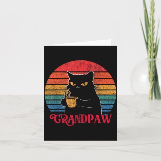Retro Grandpaw Funny Sarcastic Cat Lover Quote Gra Card (Front)