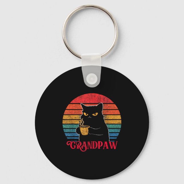 Retro Grandpaw Funny Sarcastic Cat Lover Quote Gra Key Ring (Front)