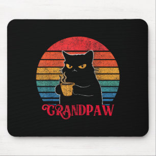 Retro Grandpaw Funny Sarcastic Cat Lover Quote Gra Mouse Pad