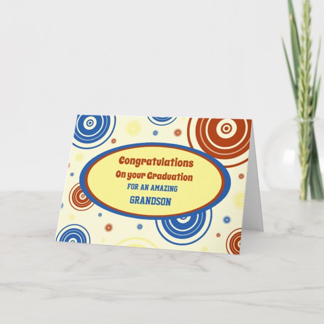 Retro Grandson Congratulations Graduation Card (Front)