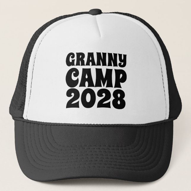 Retro Granny Camp Text Trucker Hat (Front)