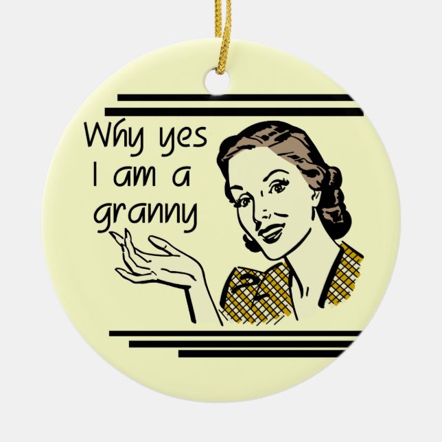 Retro Granny T-shirts and Gifts Ceramic Ornament (Front)