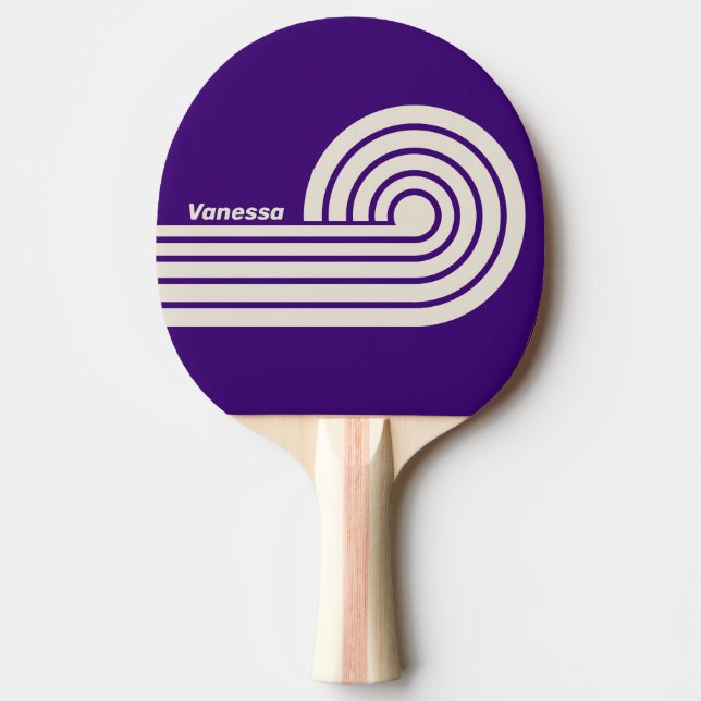 Retro Grapevine Curl Stripes with Name Ping Pong Paddle (Front)