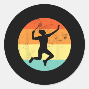 Retro Graphic Badminton Player Shuttle Player Spor Classic Round Sticker