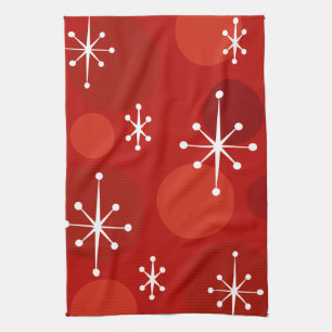 RETRO GRAPHIC CHRISTMAS HOLIDAY SNOWFLAKE TOWEL
