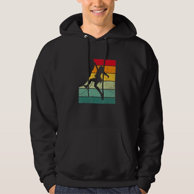 Retro Graphic Climbing Bouldering Rock Climber Mou Hoodie (Front)
