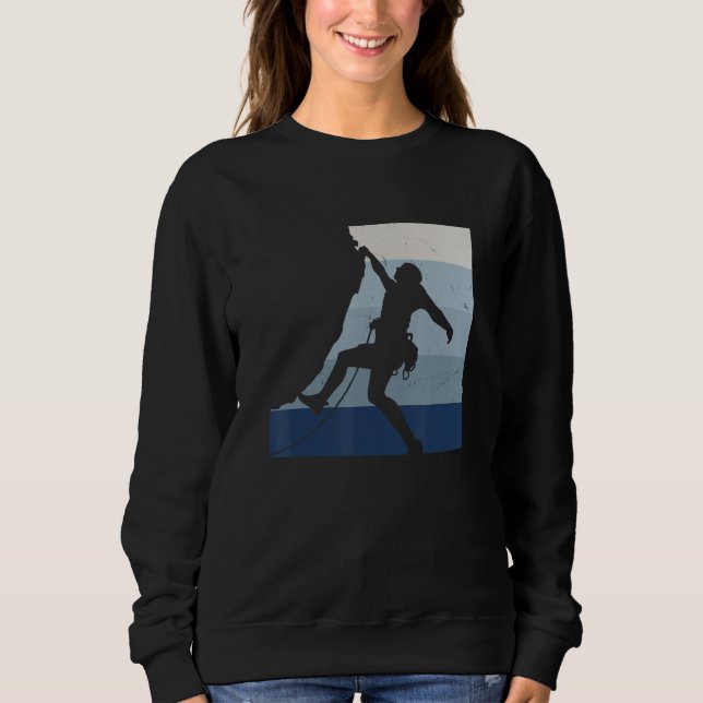Retro Graphic Climbing Bouldering Rock Climber Mou Sweatshirt (Front)