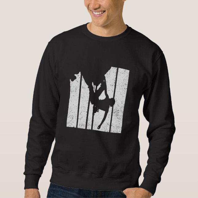 Retro Graphic Climbing Bouldering Rock Climber Mou Sweatshirt (Front)