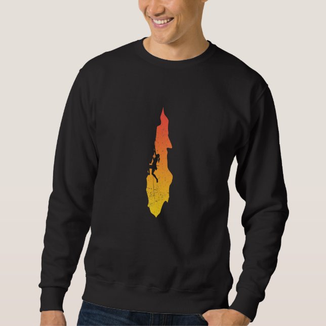 Retro Graphic Climbing Bouldering Rock Climber Mou Sweatshirt (Front)