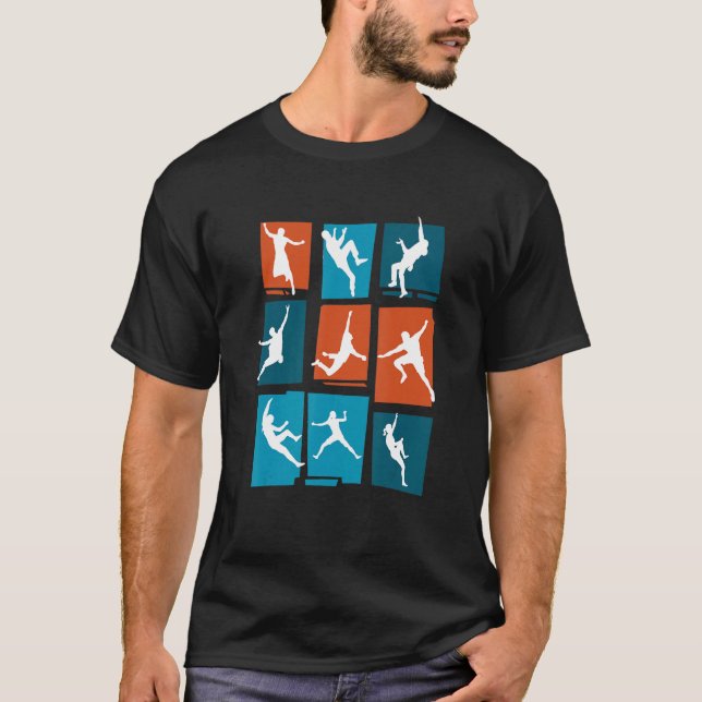 Retro Graphic Climbing Bouldering Rock Climber Mou T-Shirt (Front)