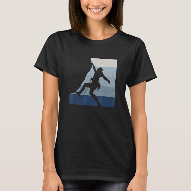 Retro Graphic Climbing Bouldering Rock Climber Mou T-Shirt (Front)