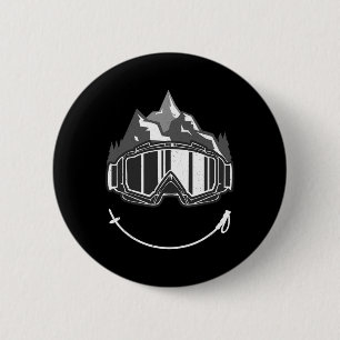 Retro Graphic Cross Country Skiing Winter Sports B 6 Cm Round Badge