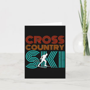 Retro Graphic Cross Country Skiing Winter Sports B Card