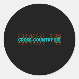 Retro Graphic Cross Country Skiing Winter Sports B Classic Round Sticker