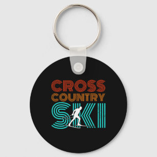 Retro Graphic Cross Country Skiing Winter Sports B Key Ring