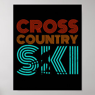 Retro Graphic Cross Country Skiing Winter Sports B Poster