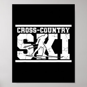 Retro Graphic Cross Country Skiing Winter Sports B Poster