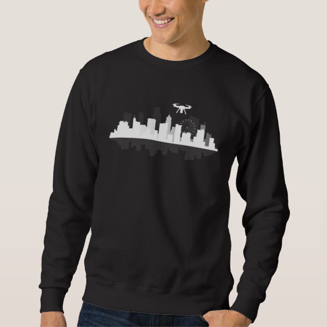 Retro Graphic Drone Flying Quadcopter Pilot RC Dro Sweatshirt (Front)