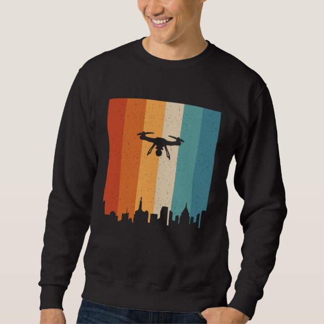Retro Graphic Drone Flying Quadcopter Pilot RC Dro Sweatshirt (Front)
