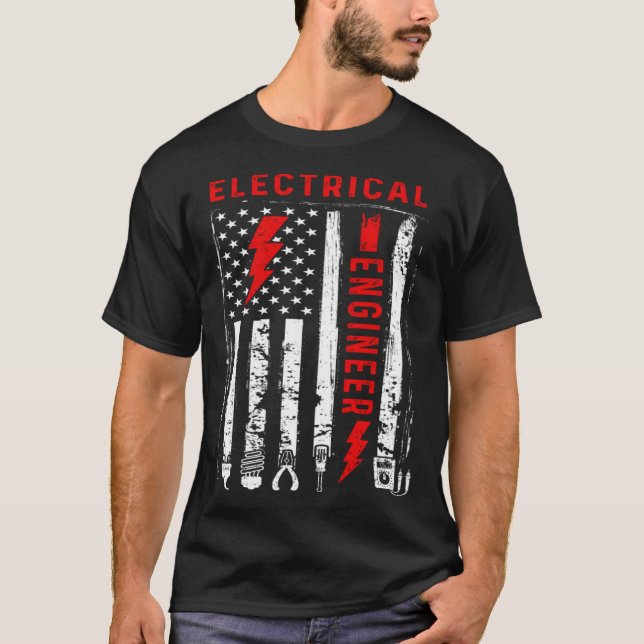 Retro Graphic Electrician Electrical Engineer Engi T-Shirt (Front)