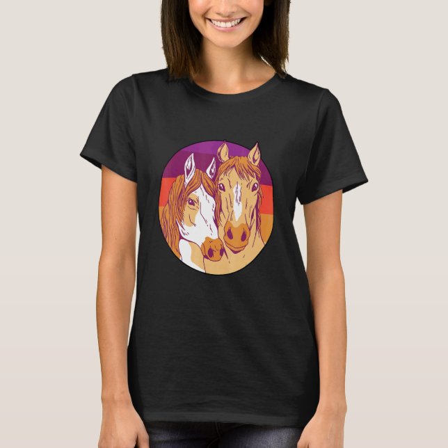 Retro Graphic Horse Lover Equestrian Rider Horses  T-Shirt (Front)