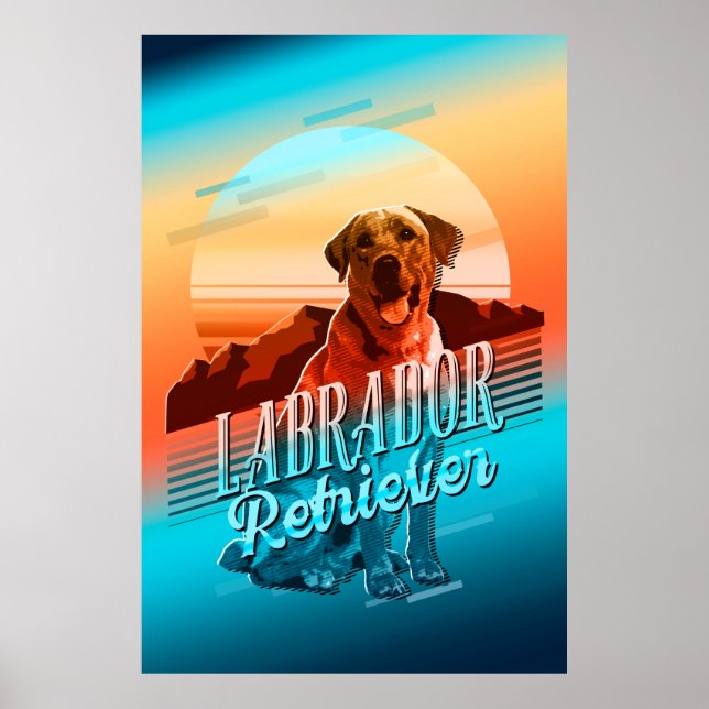 Retro Graphic Labrador Retriever Multi-Colour ID75 Poster (Front)