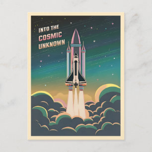 Retro Graphic LoFi Cosmic Retrowave Space Shuttle Postcard