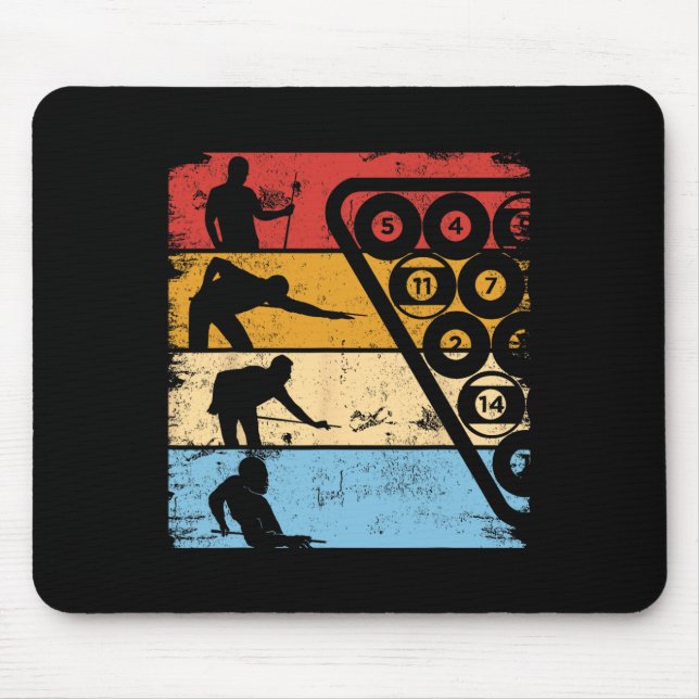 Retro Graphic Pool Billiard Snooker Billard Cue 8- Mouse Pad (Front)