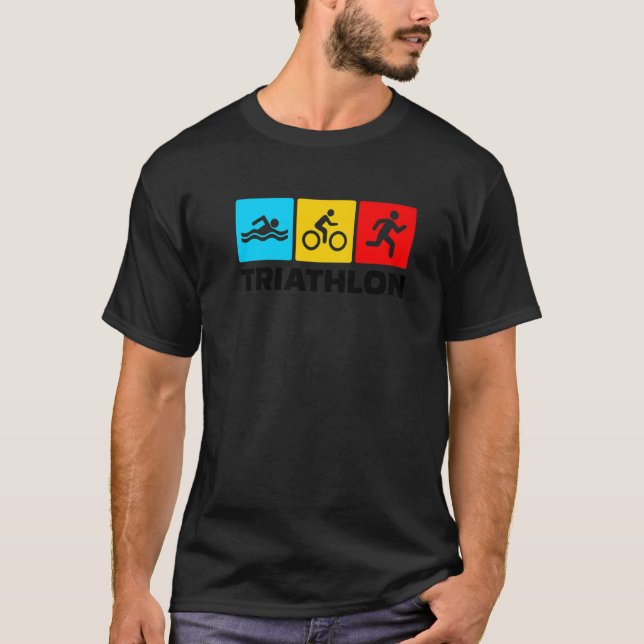 Retro Graphic Run Bike Swim Triathlon Triathlete S T-Shirt (Front)