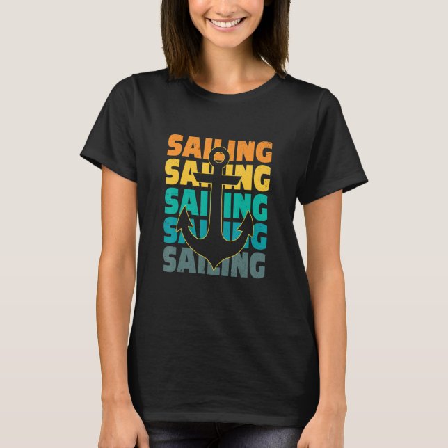 Retro Graphic Sailboat Captain Sailing Sea Boat Sa T-Shirt (Front)