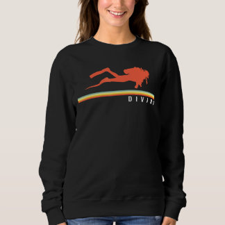 Retro Graphic Scuba Diving Apnoe Diver Snorkelling Sweatshirt