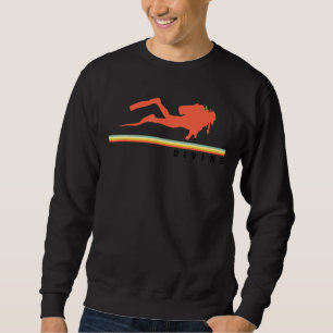 Retro Graphic Scuba Diving Apnoe Diver Snorkelling Sweatshirt