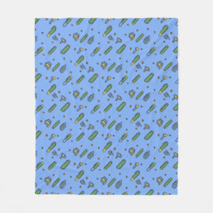 Retro Graphical Flying Clips Pattern on any Colour Fleece Blanket