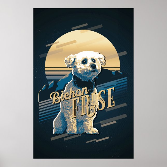 Retro Graphics Bichon Frise Blue ID754 Poster (Front)