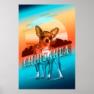 Retro Graphics Chihuahua Multi-Colour ID754 Poster