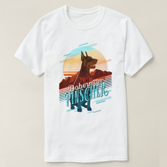 Retro Graphics Doberman Multi-Colour ID754 T-Shirt (Design Front)