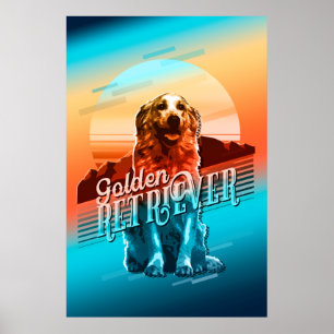 Retro Graphics Golden Retriever Multi-Colour ID754 Poster