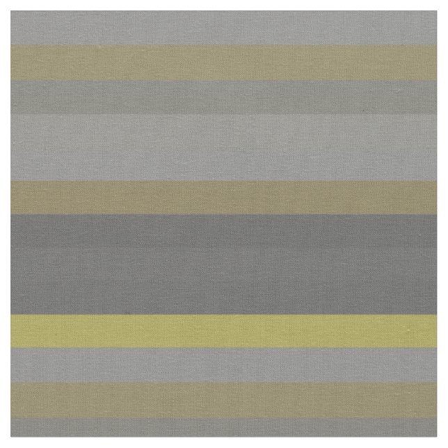 Retro Gray Mustard Horizontal Stripes Fabric (Close Up)
