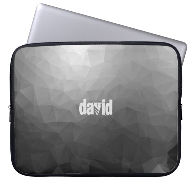 Retro Grayish Polygonal Pattern with Customisation Laptop Sleeve (Front)
