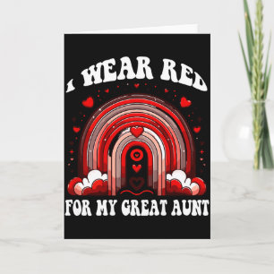 Retro Great Aunt Heart Disease Awareness Rainbow B Card