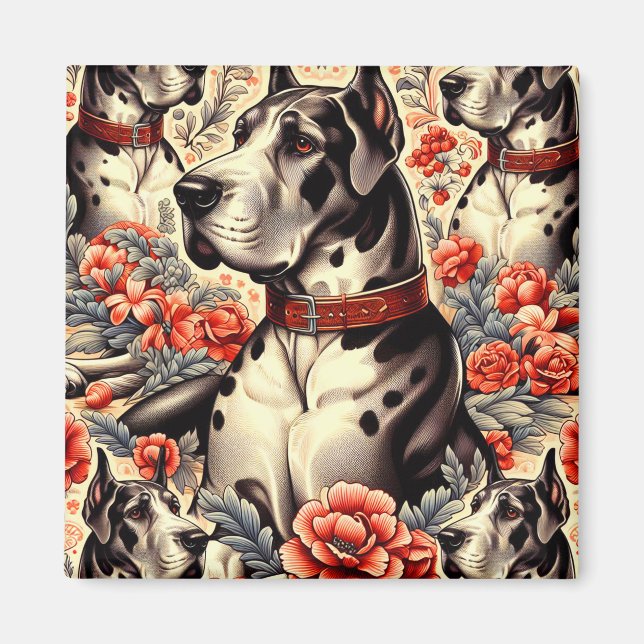 Retro Great Dane Illustration Magnet (Front)