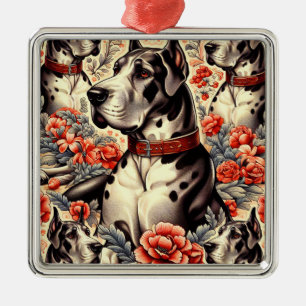 Retro Great Dane Illustration Metal Ornament