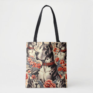 Retro Great Dane Illustration Tote Bag
